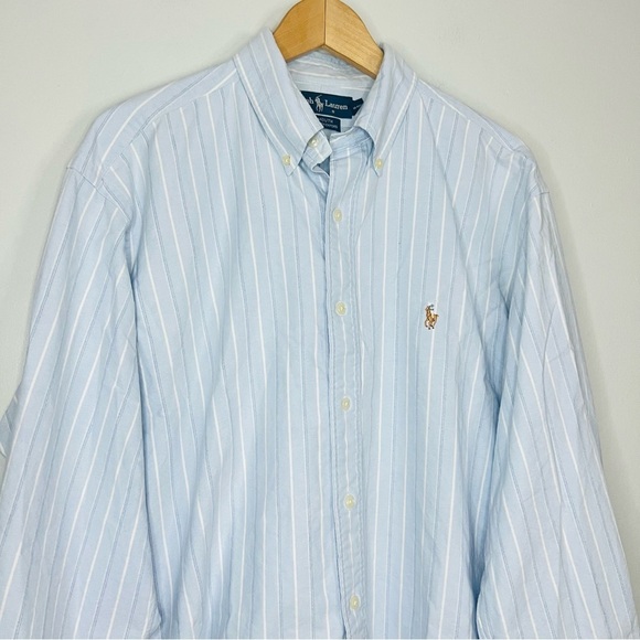 Ralph Lauren Blue Classic Striped Oxford Yarmouth Shirt 16.5 - Picture 5 of 7